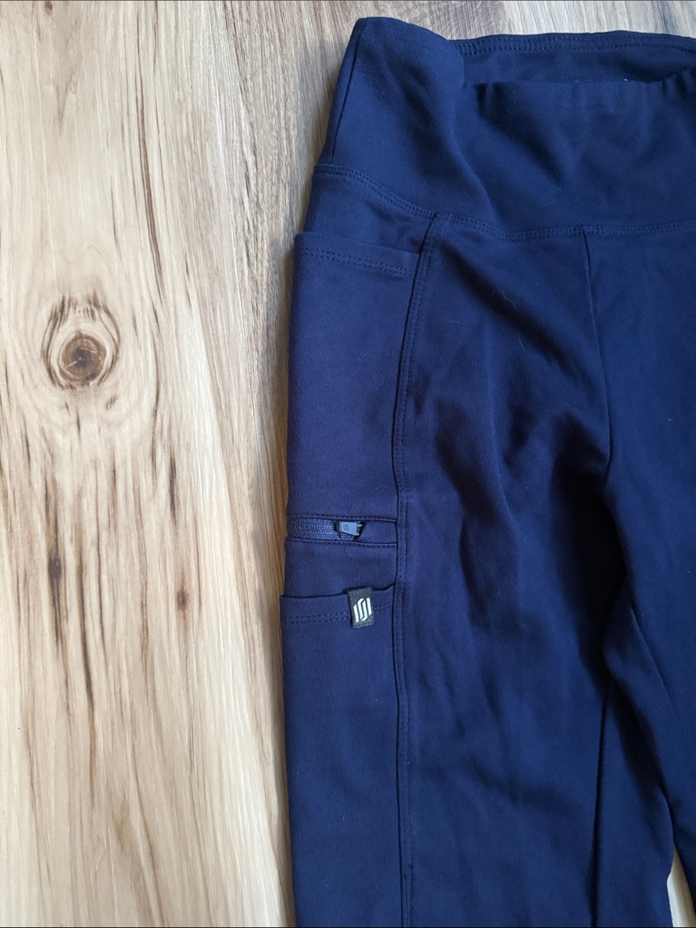 Jaanuu Navy Flare Cargo Scrub Pants with Wide Waistband - Picture 3 of 4